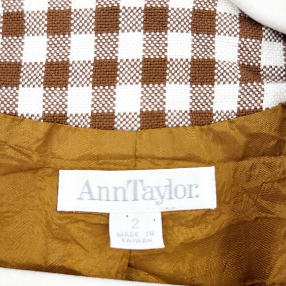 Ann Taylor Womens Vintage Career Academia Gingham‎ Plaid Preppy Blazer Size 2 - Picture 3 of 7